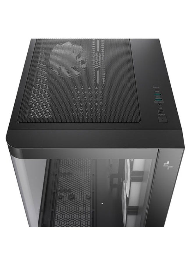 DEEPCOOL CG530U 4F Panoramic Curved Glass Dual-Chamber ATX PC Case – 4 ARGB Fans, Tempered Glass, Dual-Chamber Layout, USB-C, CPU Cooler 160mm, GPU 410mm, PSU 210mm, Radiator Support 360mm – Black | R-CG530U-BKAGA4-G - Image 5